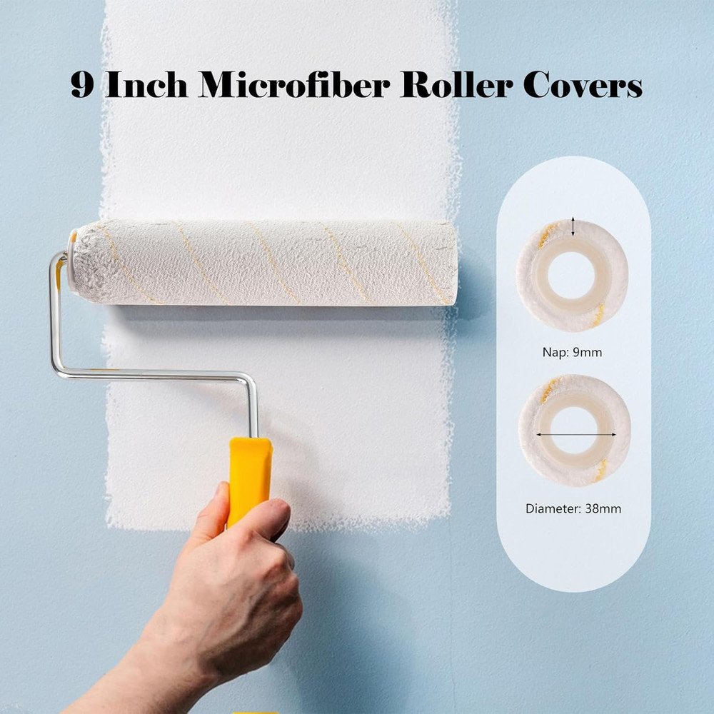 Paint Rollers, 5 Pack, 9 Inch Paint Roller Covers, Microfiber Paint Rollers, Cov