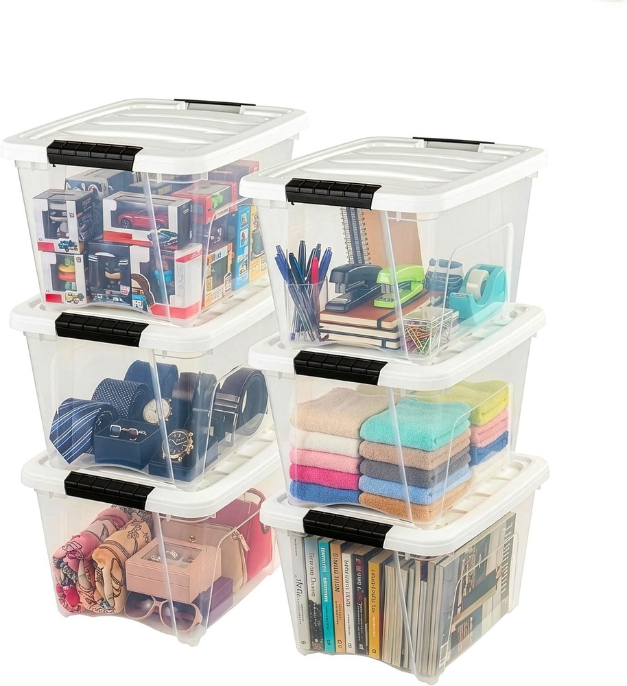 19 Qt Stackable Plastic Storage Bins with Lids, 6 Pack - BPA-Free, - See-Thr...