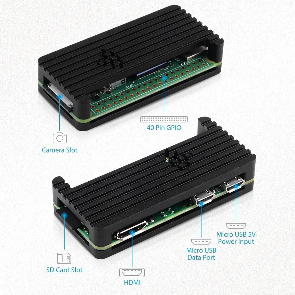 Complete Aluminum Cooling Case for Raspberry Pi Zero 2 W - Includes OTG & Switch