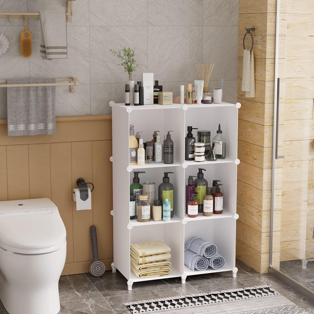 Stackable Plastic Cube Storage Organizer 11.8 Inch for Closet Bathroom Wardrobe