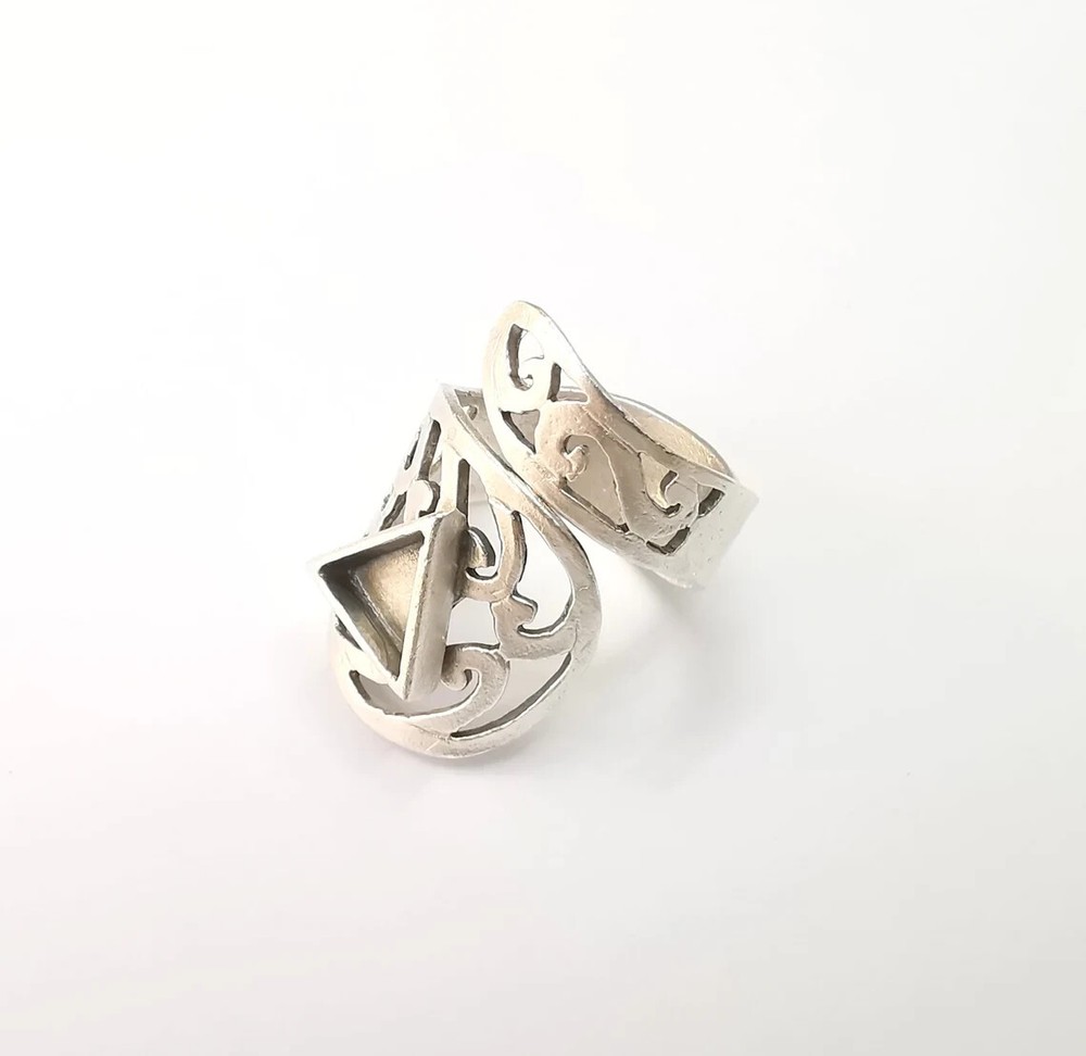 Triangle Wrap Ring Setting Blank Cabochon Mounting Adjustable Resin Base Bezel