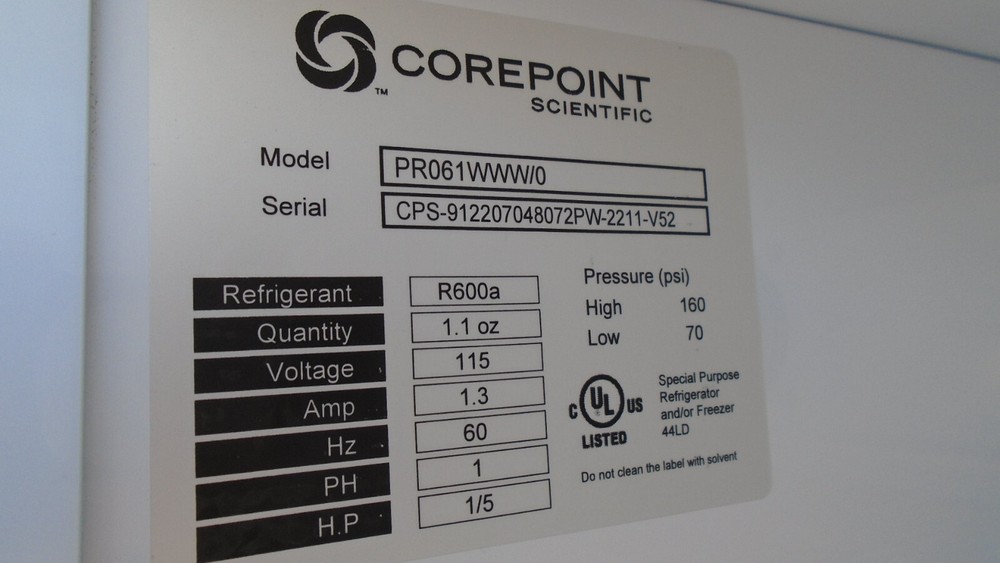 Corepoint Scientific Pharmaceutical PR061WWW/0 Undercounter Refrigerator NEW