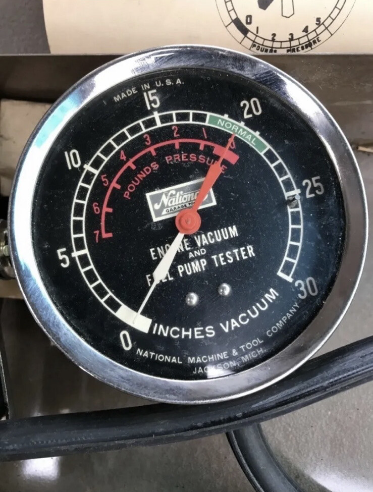 Vintage National Engine Compression & Vacuum Fuel Pump Tester Auto Service Tool
