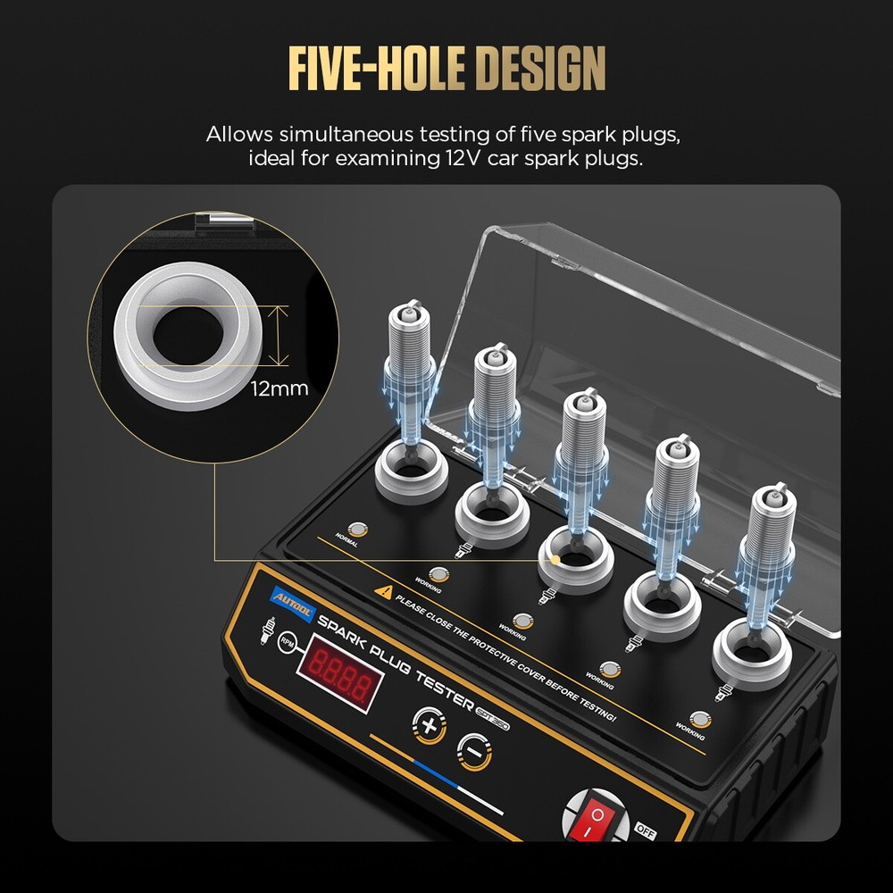 Car Spark Plug Tester 5 Holes Spark Plug Analyzer Adjustable test hole height