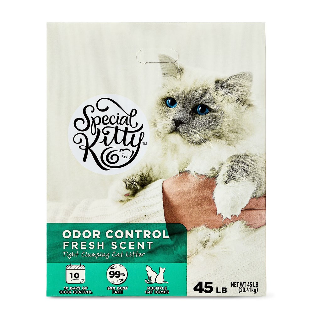 (2 pack) Special Kitty Clumping Clay Cat Litter, Fresh Scent, 45 lbs Box