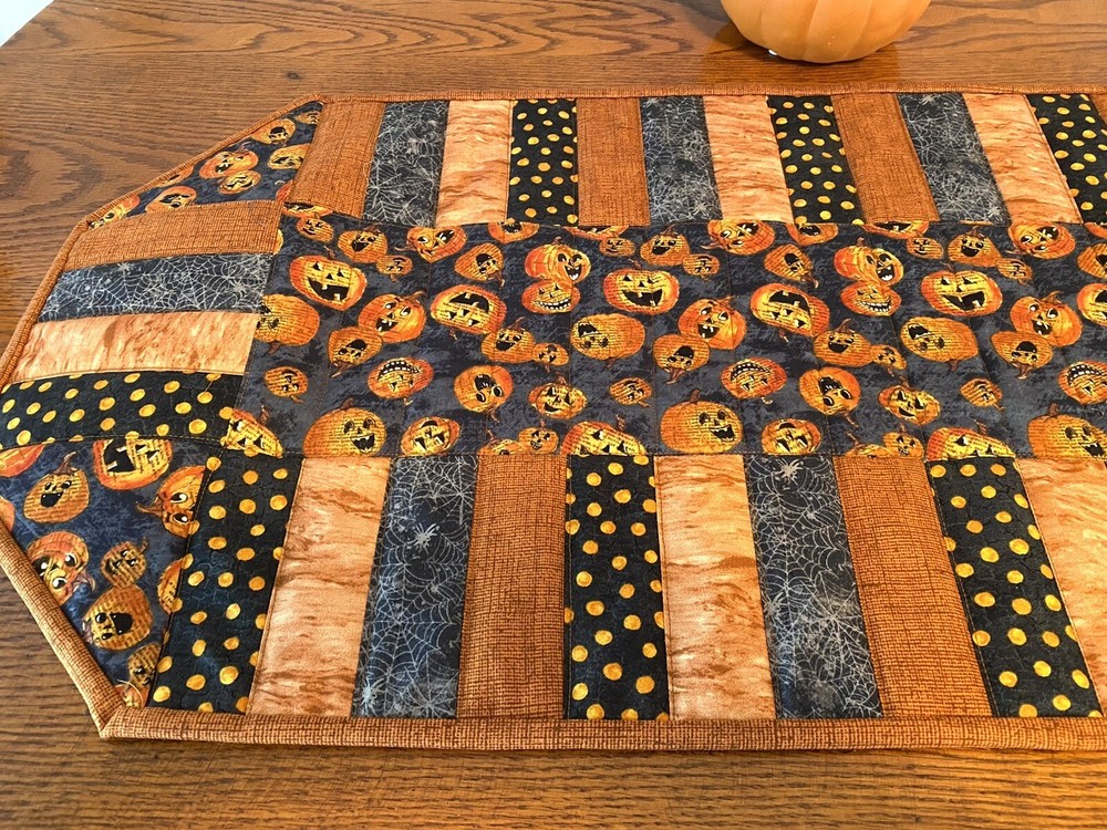Pumpkin Table Runner, Handmade Table Decor, 15” x 33”
