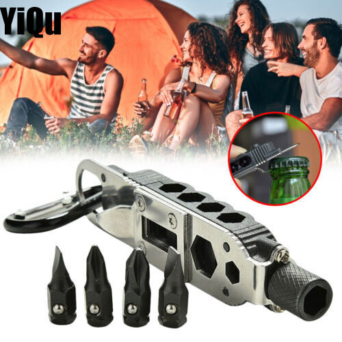Black Multifunction Tactical EDC Mini Pocket Knife Survival Multitool Keychain