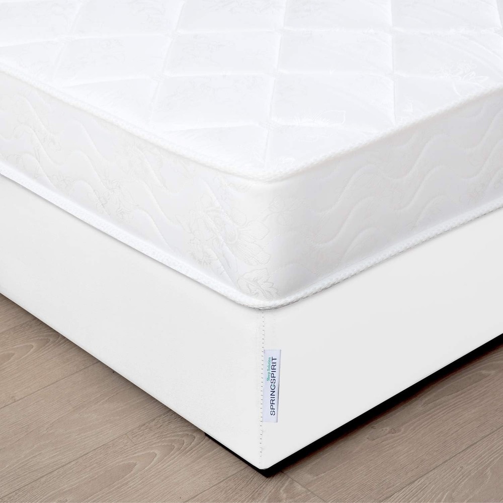 Queen Box Spring Cover with Deep Corner Pockets - Smooth White Fabric, Washable