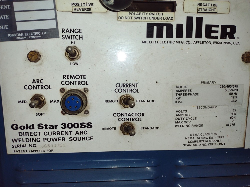 Miller Gold Star 300SS DC Arc Welder