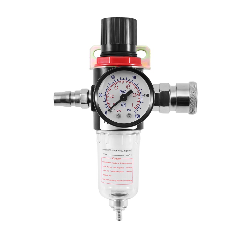 2pcs 1/4" Air Compressor Filter Regulator Water Pressure Moisture Trap Separator