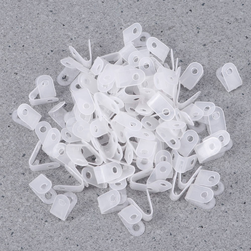 100 Pcs Wire Cable Clamp Nylon Plastic R-type Clips Arrangement of