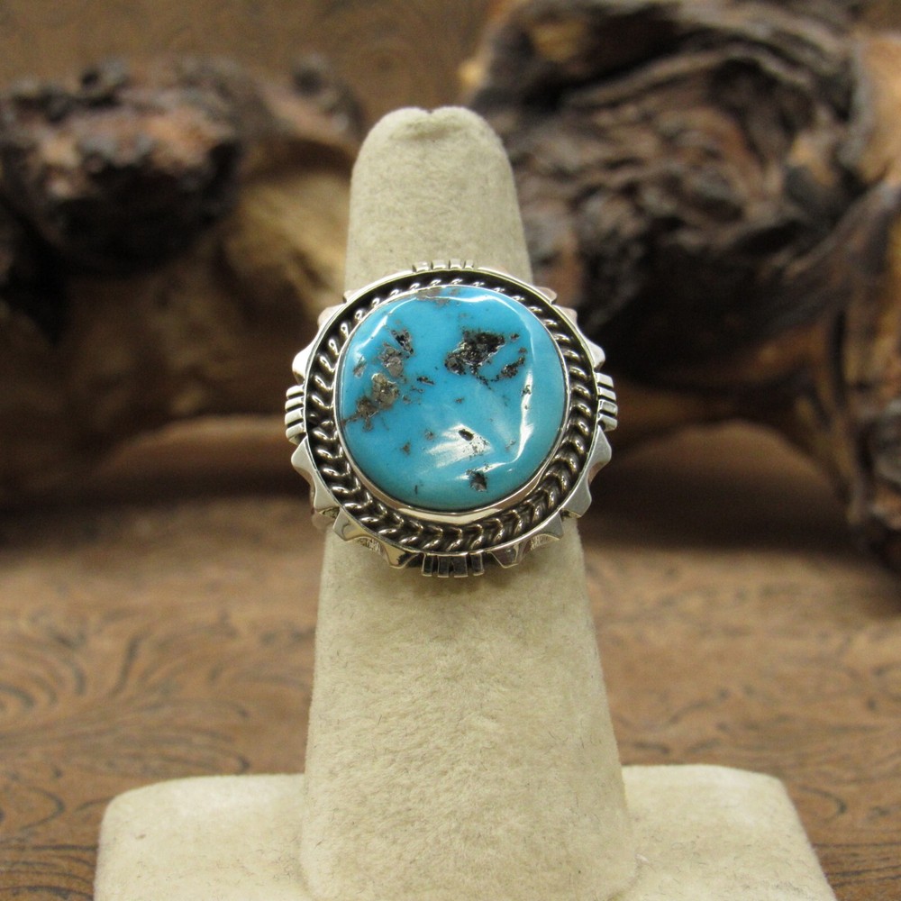 Sterling Silver Blue Turquoise Ring by Running Bear Shop Size 7.25+