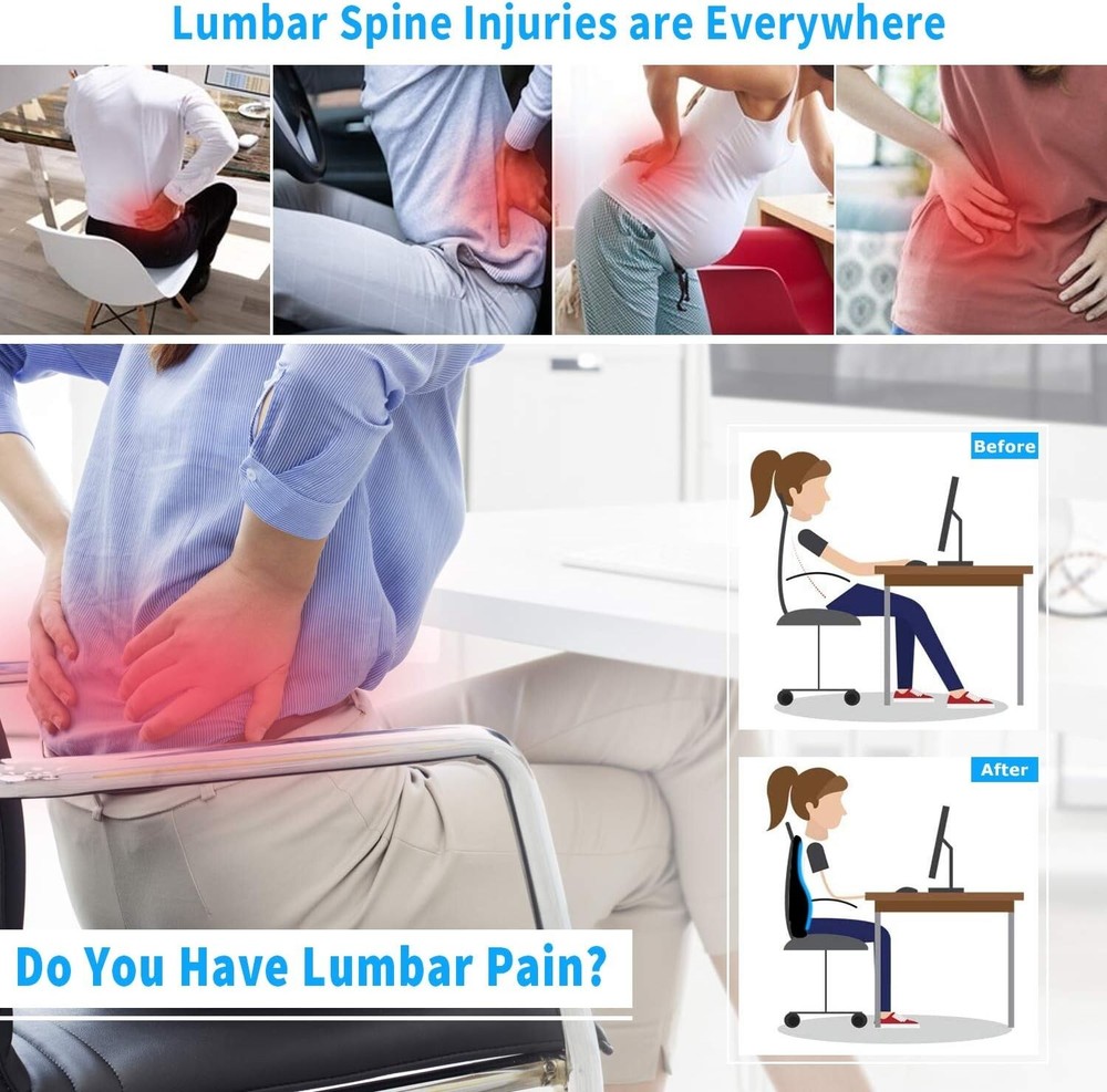 Adjustable Lumbar Support Pillow with Ergonomic Design for Comfortable Sitting