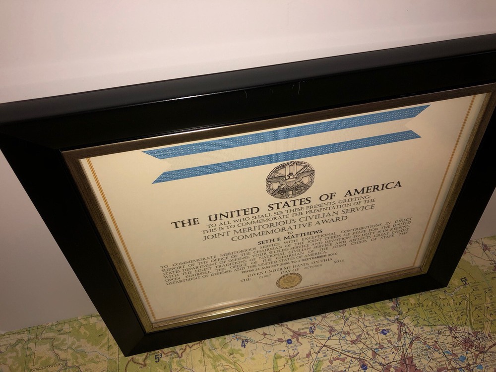 CJCS - JOINT MERITORIOUS CIVILIAN SERVICE COMMEMORATIVE CERTIFICATE ~ Type-1