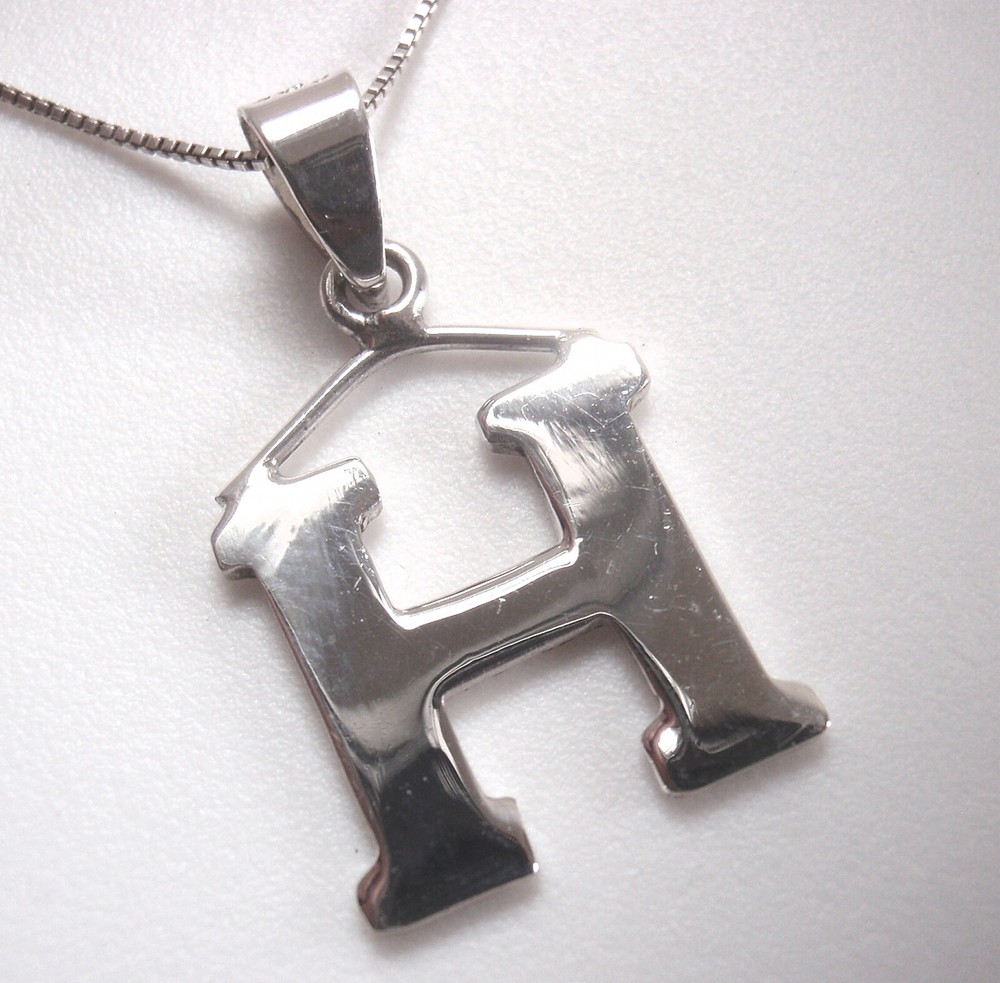 The Letter "H" 925 Sterling Silver Pendant h Initial