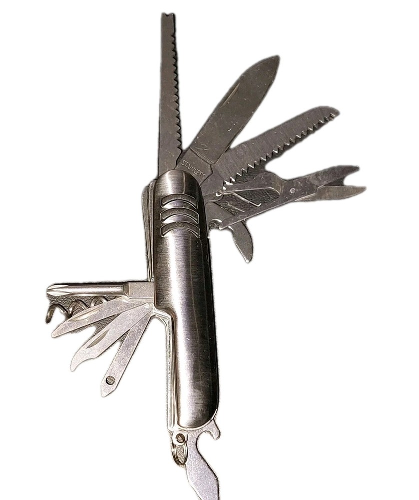 24 Pocket Knives. 10 Function Multi Tool Knife Scissors Wine Can Opener Philips