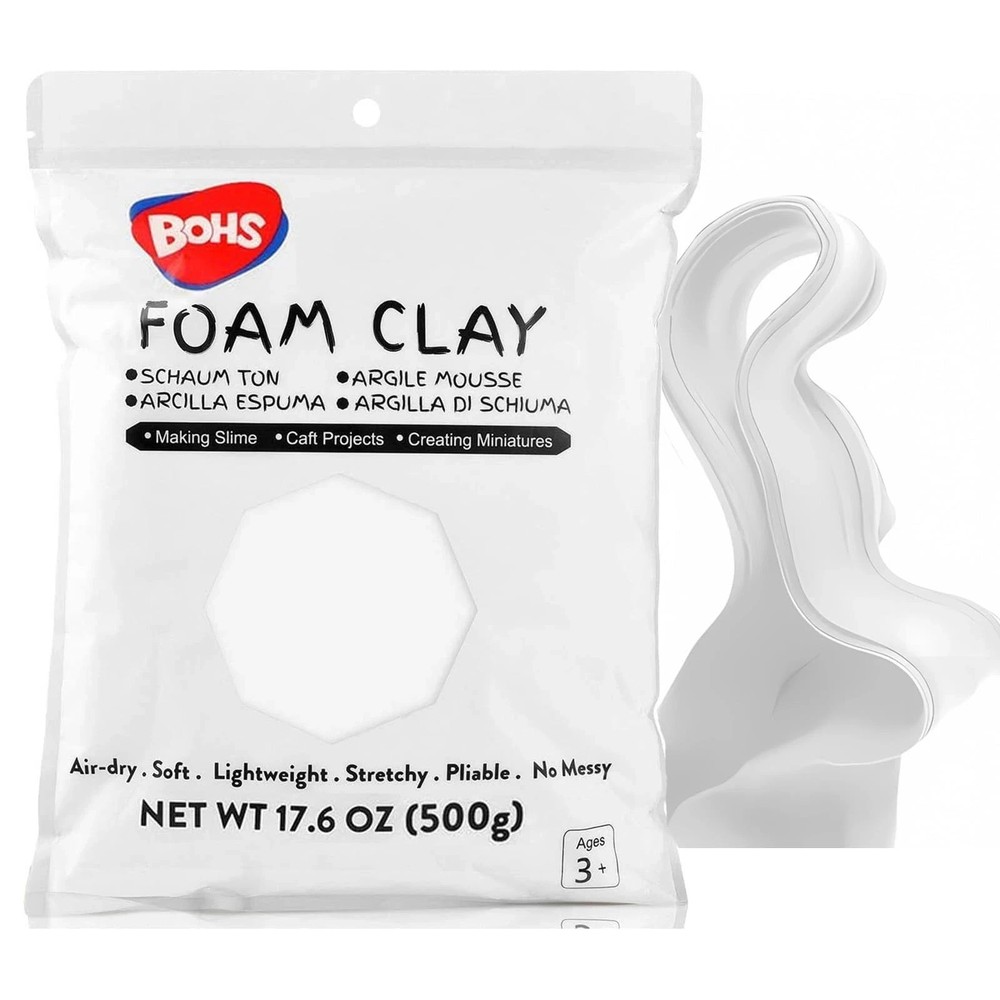 BOHS White Modeling Foam Clay Lite - 500 Grams, Squishy,Soft, 500 g,
