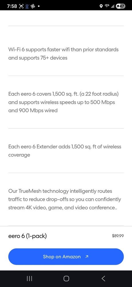 Amazon eero 6 Mesh Wi-Fi Router New In Open Box