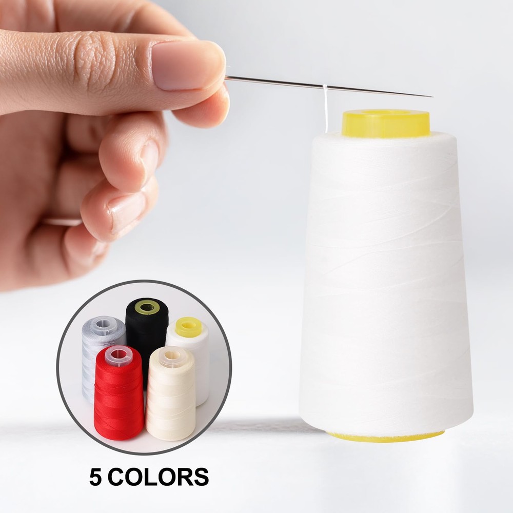 Sewing Thread Cone Set, 3 Pack Serger Thread, 3000 Yards Each, All Purpose Th...