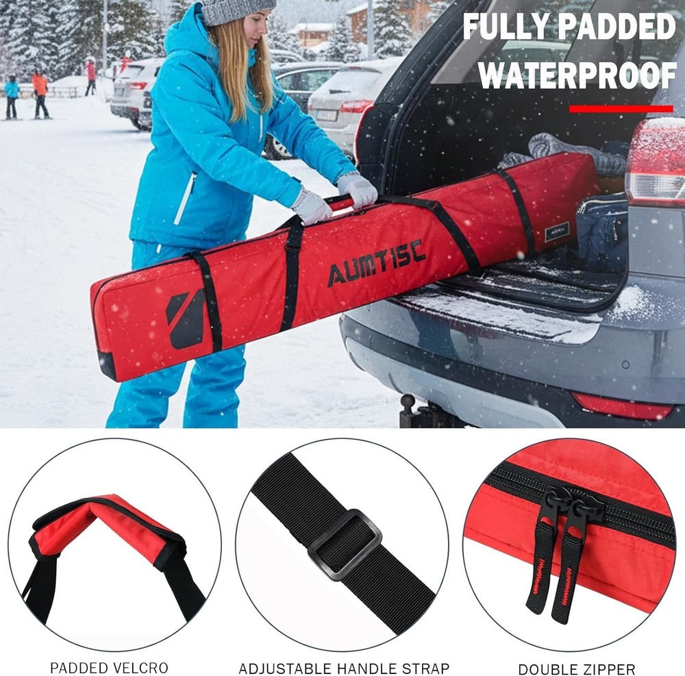 Lightweight Waterproof Ski Bag with Adjustable Handle - Perfect for 185cm