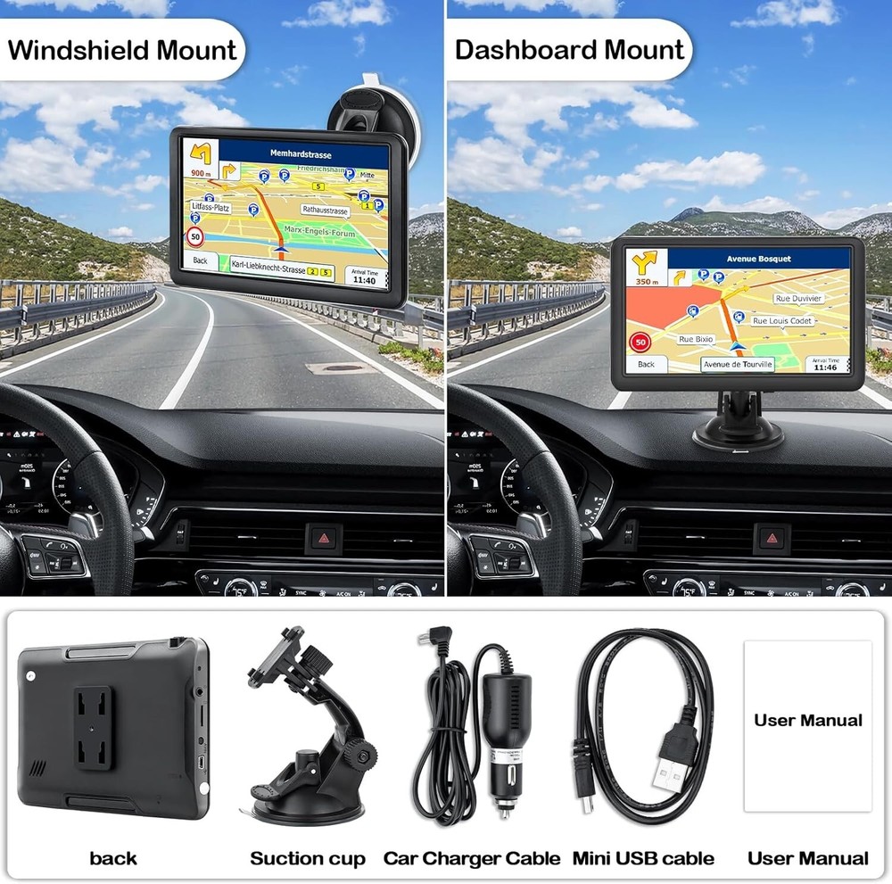 North America GPS Navigation with 2024 Maps & Multi-Language Voice Support