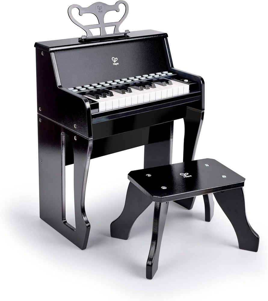 Hape Learn with Lights Black Piano with Stool