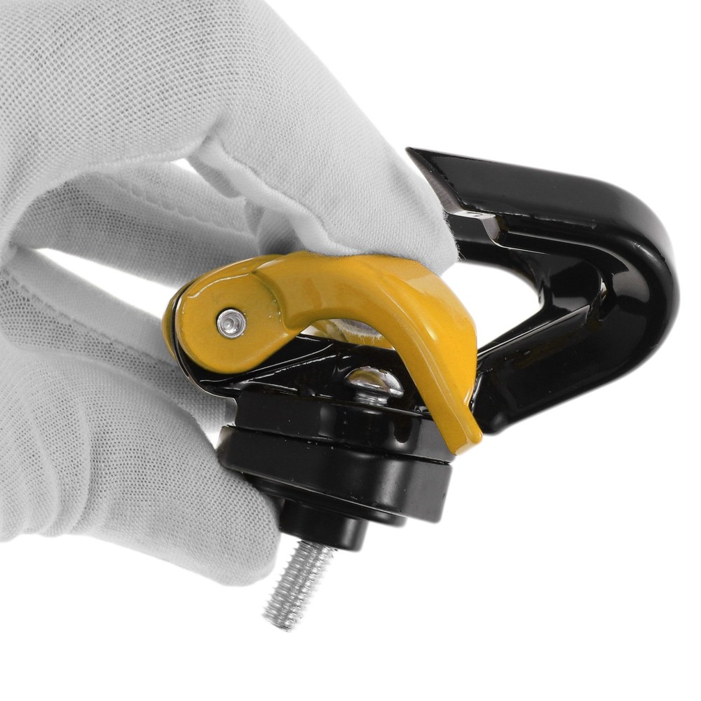 Butterfly Hook Opening-Closing Double Motorcycle Hook 1pc Black Yellow