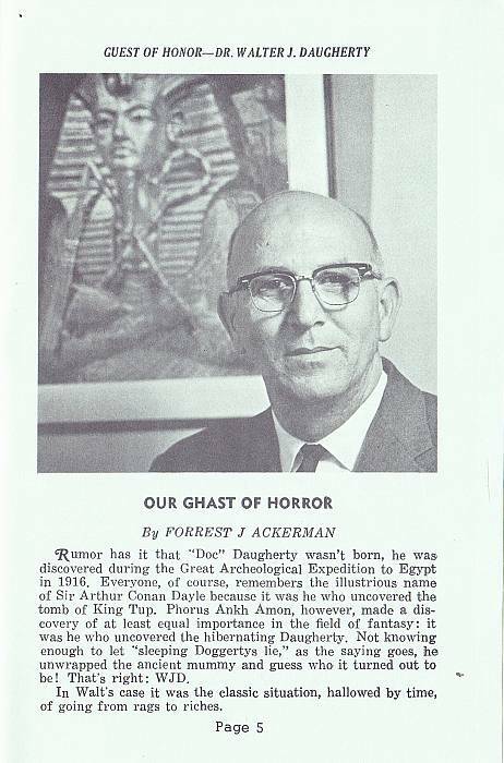 1974 WITCHCRAFT & SORCERY CONVENTION program - guest profile by Forrest Ackerman