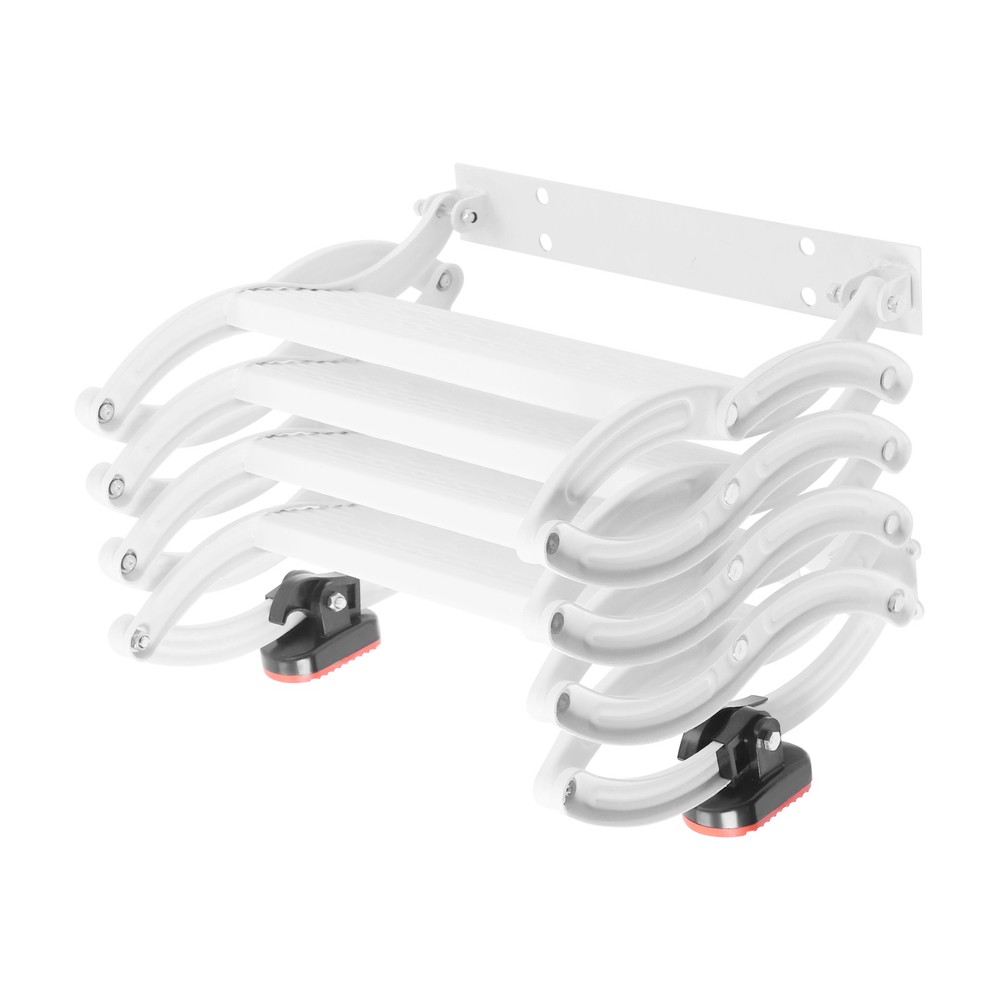 4-Step Wall Mounted Folding Ladder, White Retractable Telescoping Step Ladders