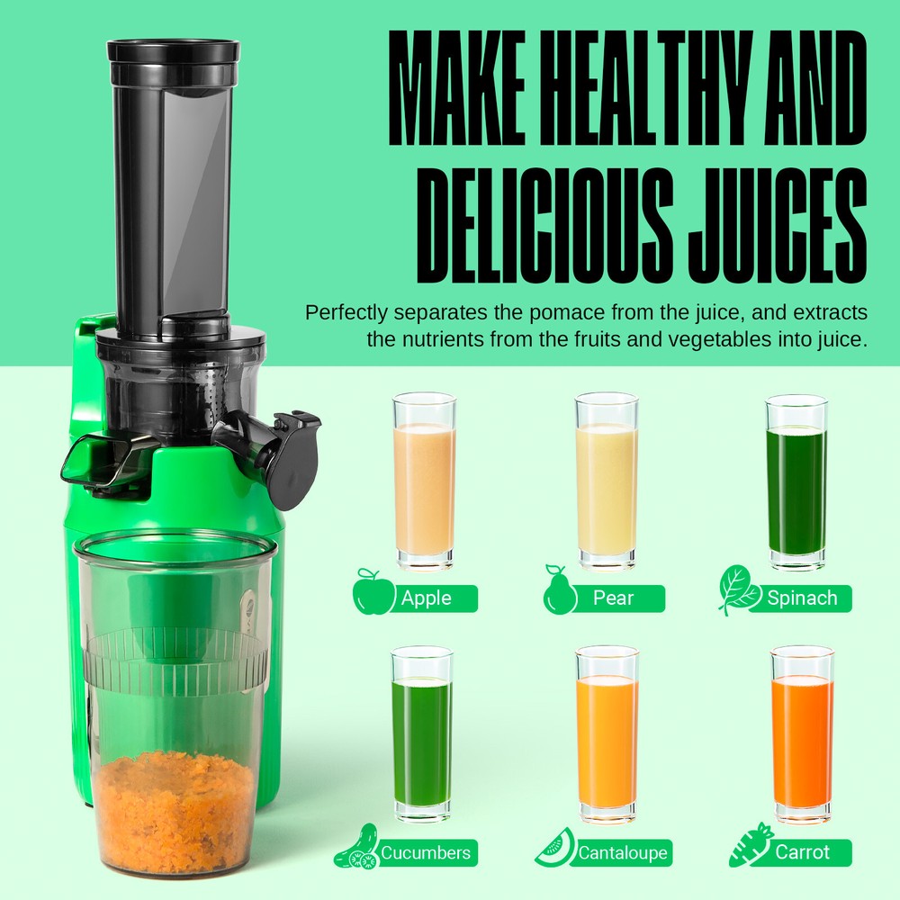 Ventray Essential Ginnie Compact Cold Press Juicer, Easy Clean & Nutrient Dense