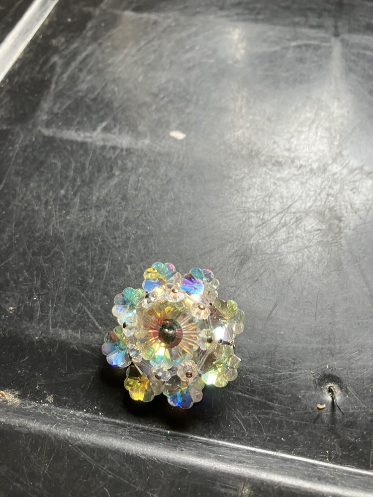 White Metal And Crystal Brooch