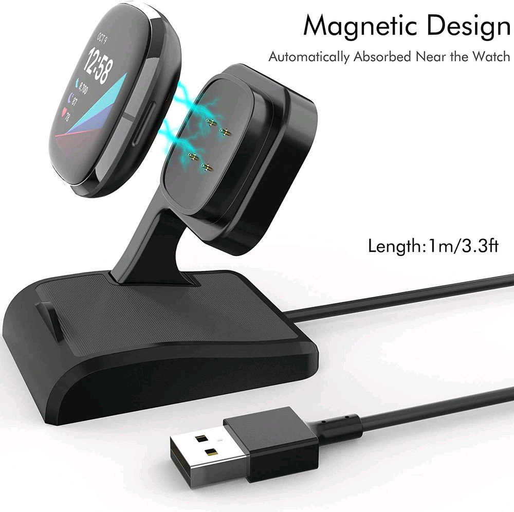 USB Charging Cable Charger Cradle Dock Replacement Fit Fitbit Versa 4/Sense 2