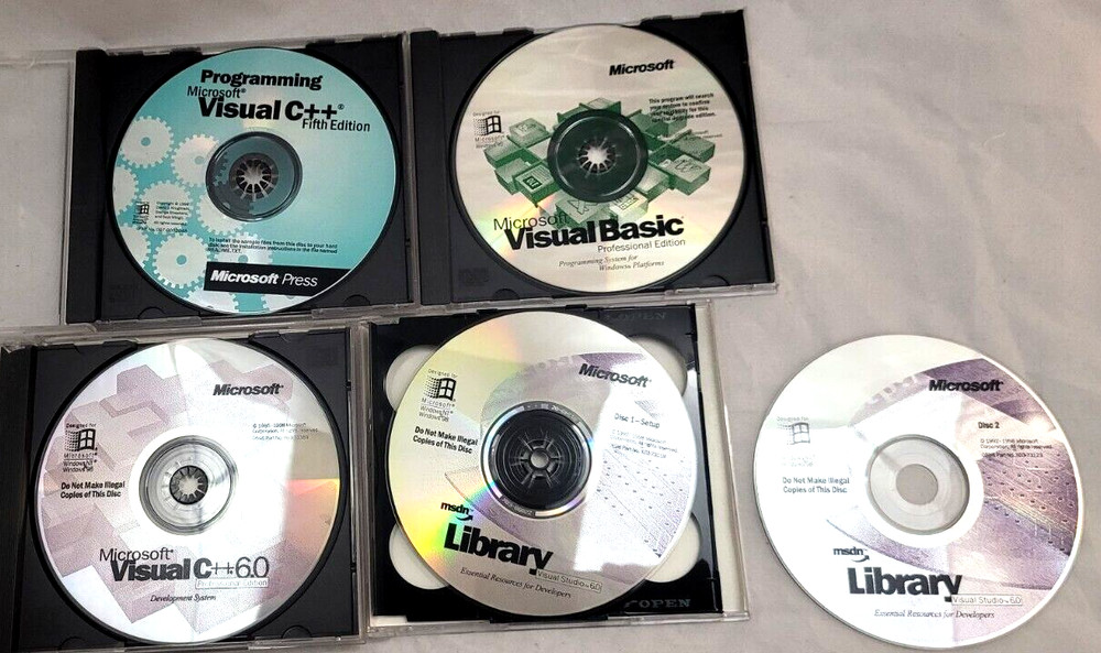 Microsoft Visual Lot Windows 95 98 CD C++ Professional Edition 5th 6.0 4.0 Compu