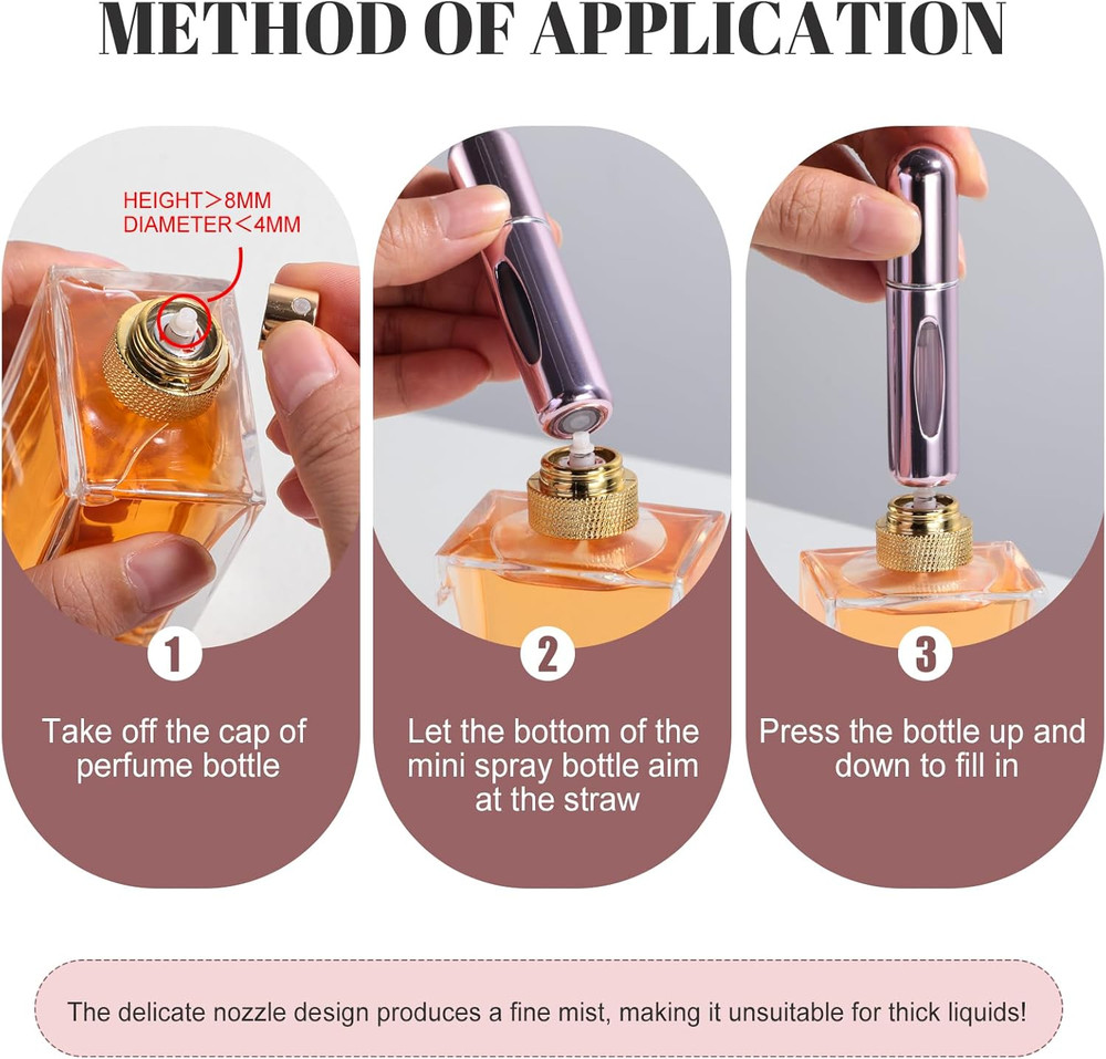 Mini Refillable Perfume Portable Atomizer Bottle 5PCS Travel Size Spray Refillab