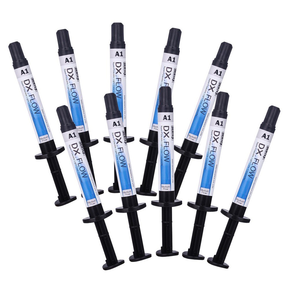 3Pcs Dental Dentex Flowable Light Cure Composite Resin Medium Flow A1 A2 A3 Kit