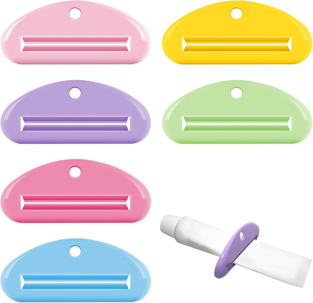 6 Pcs Toothpaste Squeezer Set, Plastic Toothpaste Saver, Hanging Toothpaste Disp