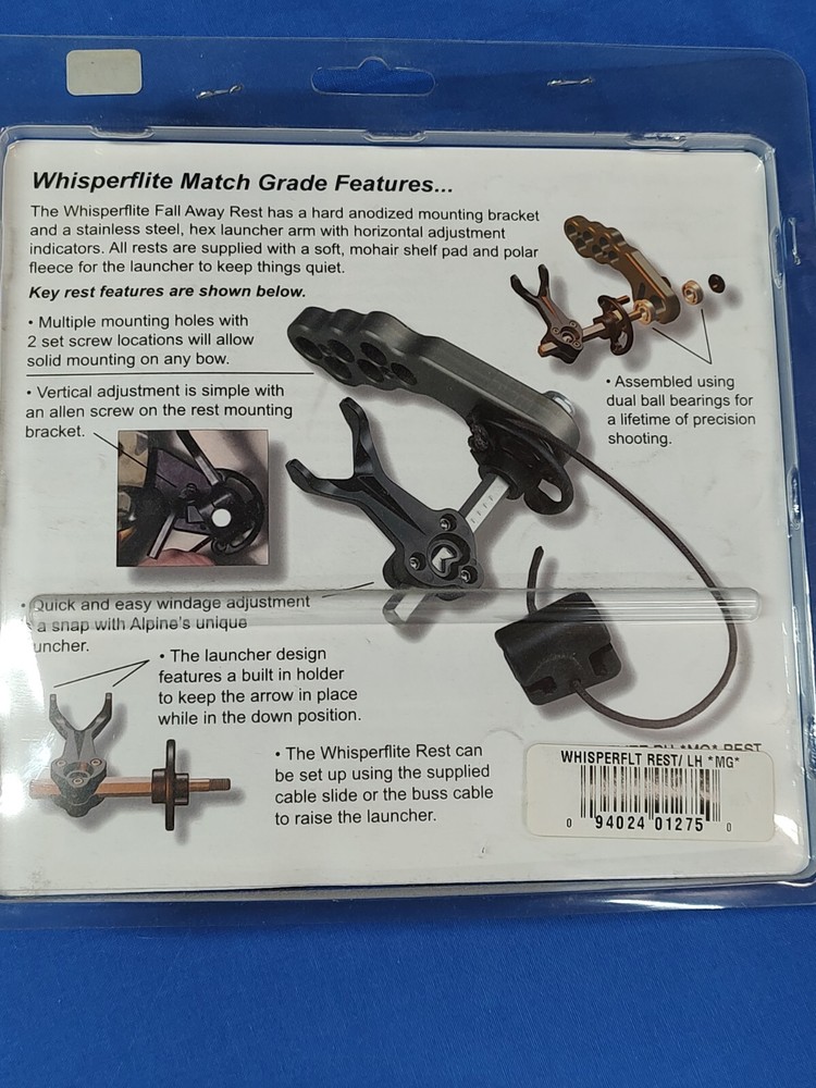 Alpine Archery Whisperflite Fall - Drop Away Arrow Rest LEFT Hand Match Grade
