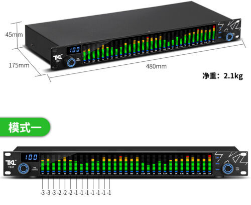 Professional Graphic Equalizer Audio Processor Two 31-Band Spectrum Display New
