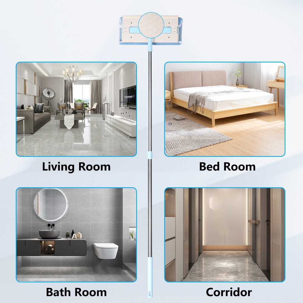 Dry& Damp Multifunctional Mop Stretchable Microfiber Dust Cleaner for Floor Wall