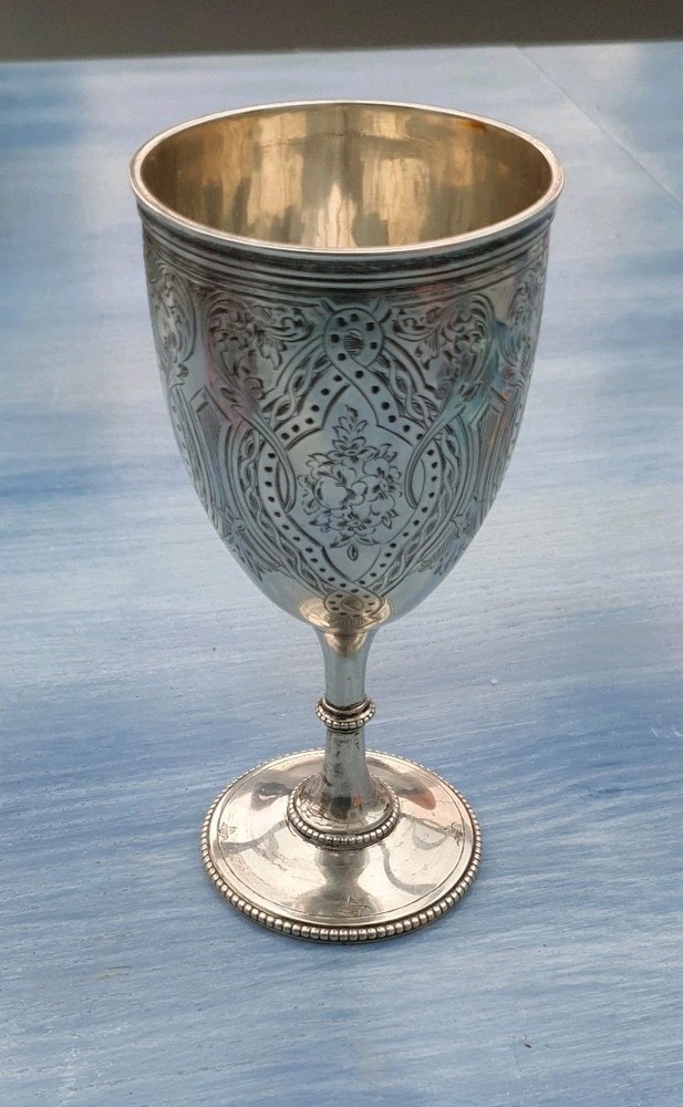 SOLID SILVER WINE GOBLET CUP 117.9gm BIRMINGHAM 1910