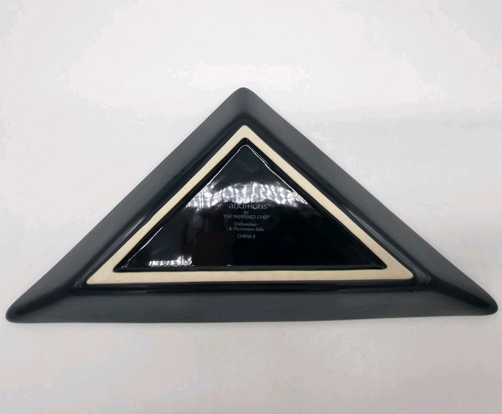 Pampered Chef Simple Additions Black Ceramic Triangle Serve Tray Replacement Pc