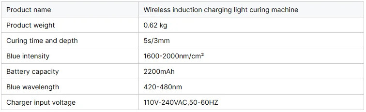 Dental Curing Lamp Wireless 5W High Power 1 Second Caries Detection 2000mw