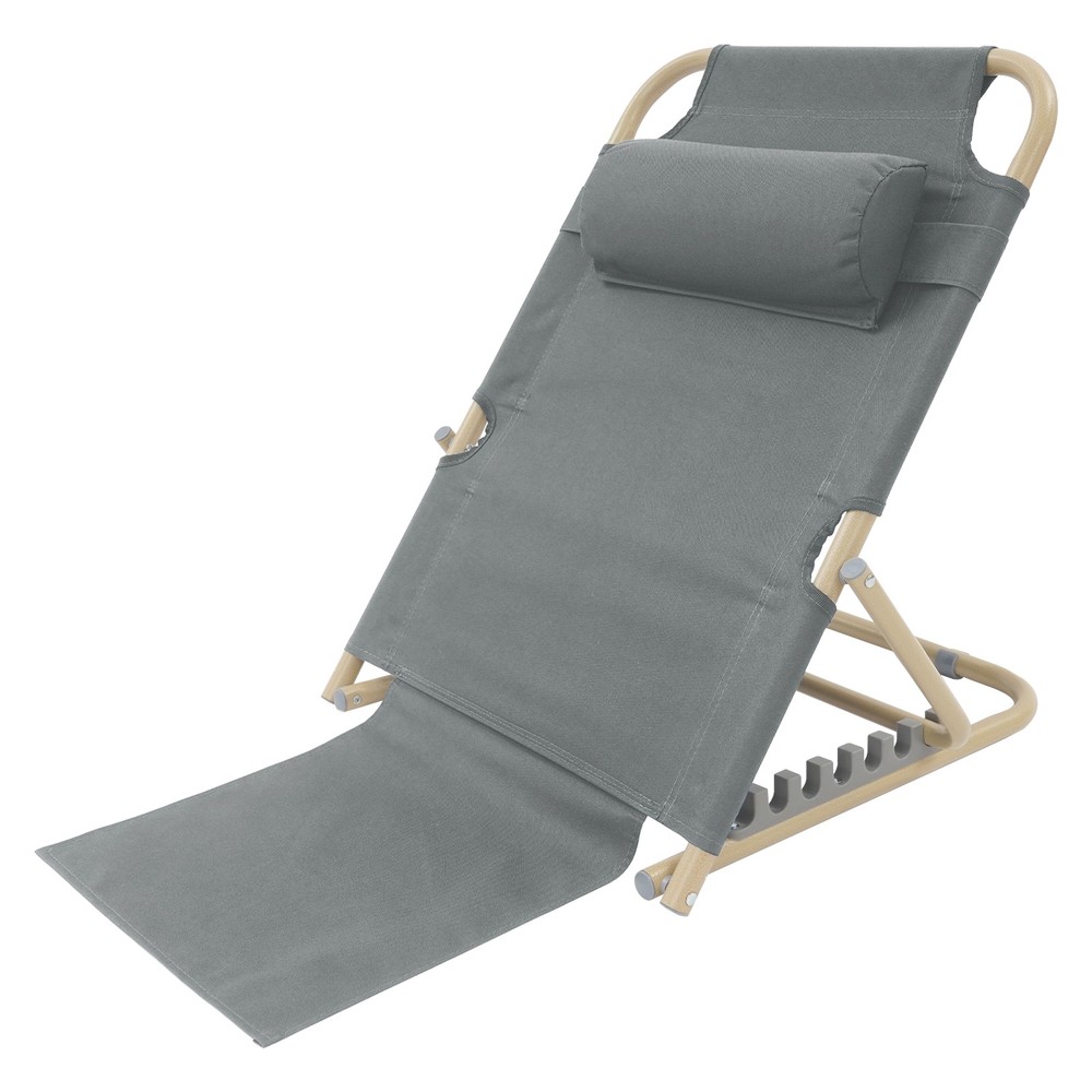 Modern Folding Adjustable Sit up Back Rest Portable Lifting Bed Backrest Grey US