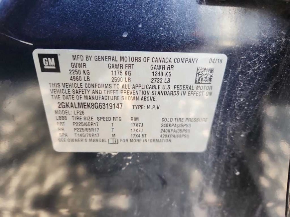 Used Front Left Steering Knuckle fits: 2016 Gmc Terrain Front Left Grade A