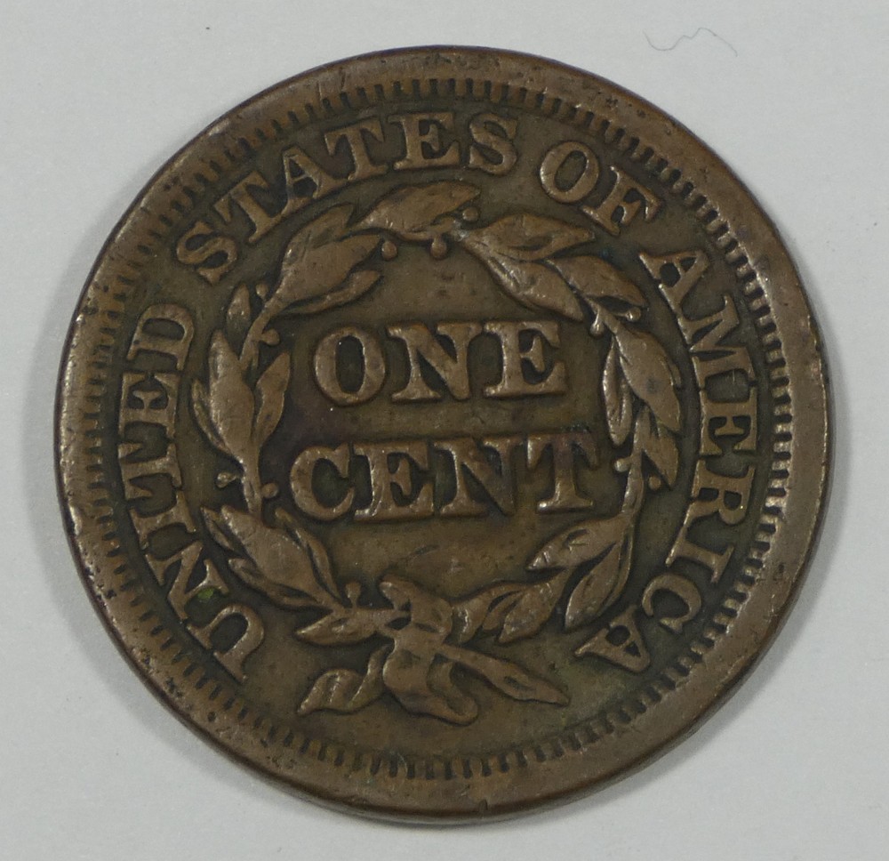 1848 Braided Hair Large Cent FINE 1c