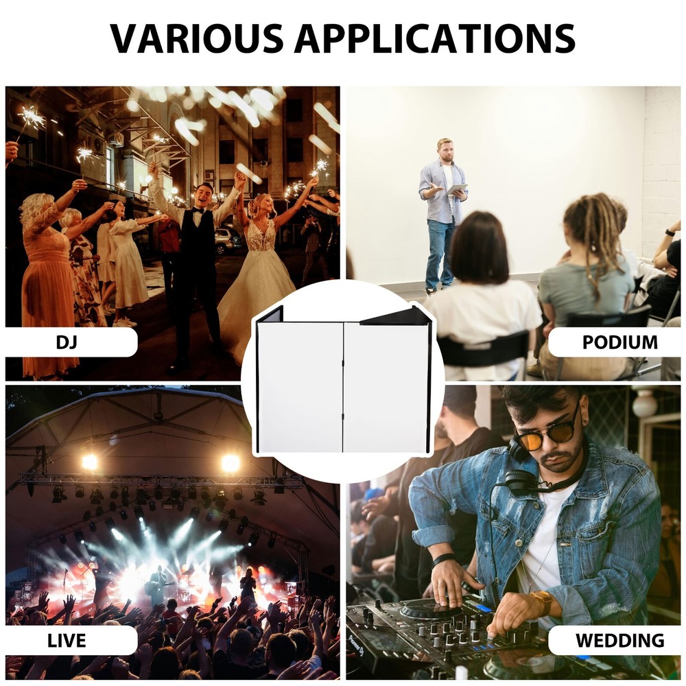 PRORECK DJ Facade Booth Panel Metal Frame Foldable White and Black with Table