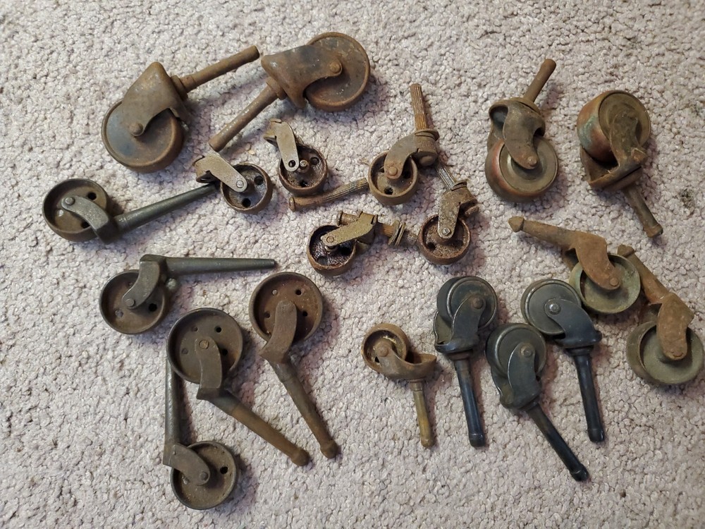 20 Vintage Assorted All Metal Casters