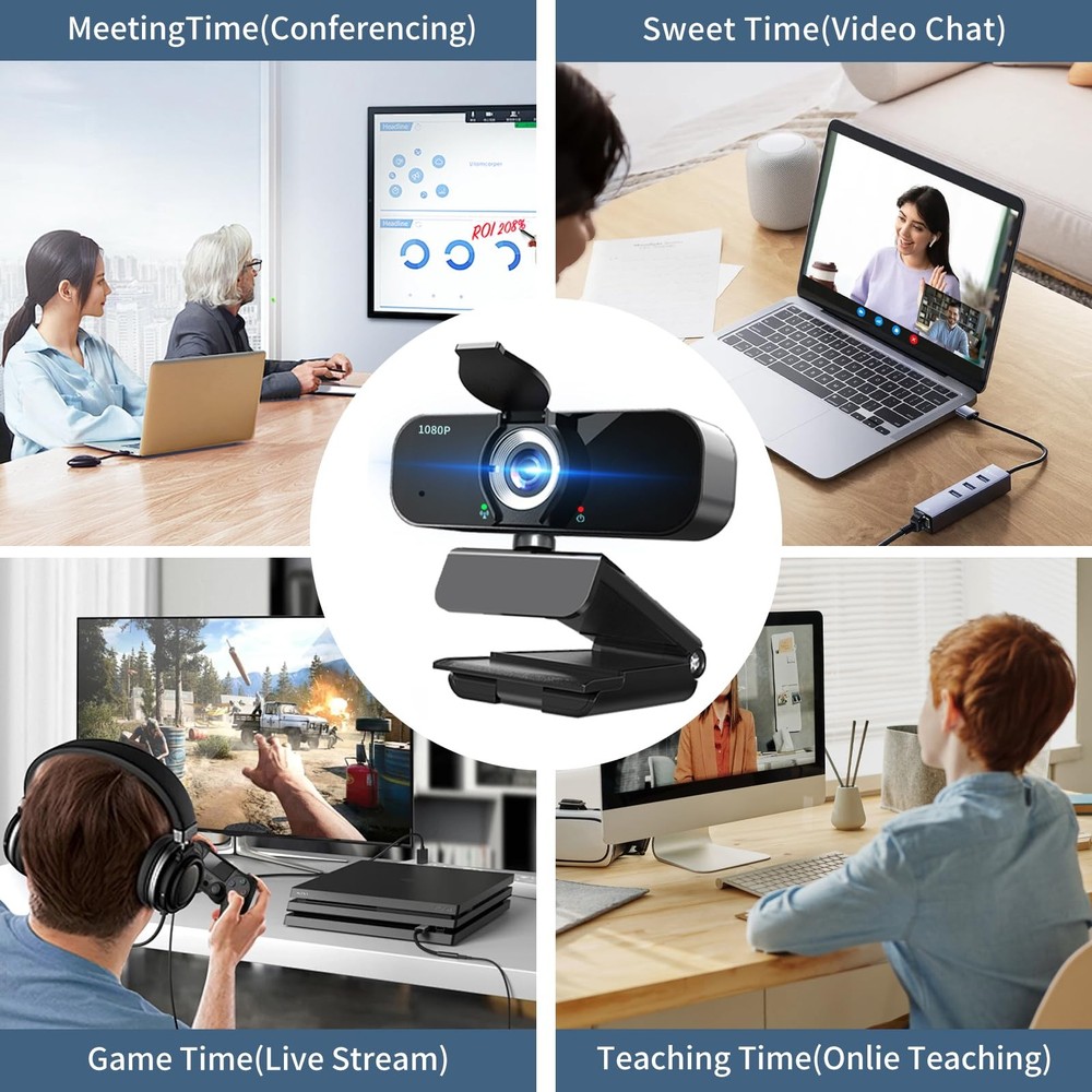 1080P Webcam for Computer/Laptop/Desktop/PC, External Camera with Microphone,...