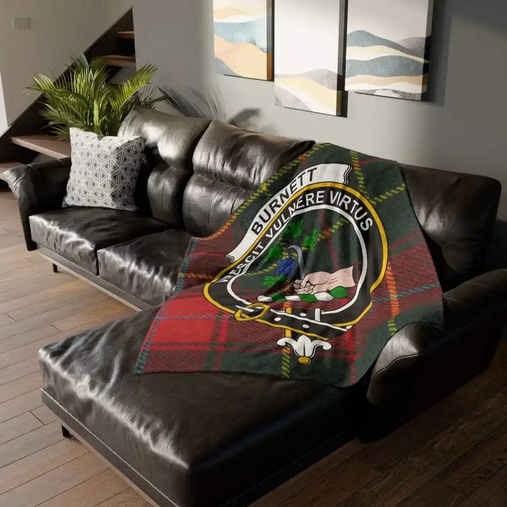 Burnett Clan Crest Tartan Throw Blanket