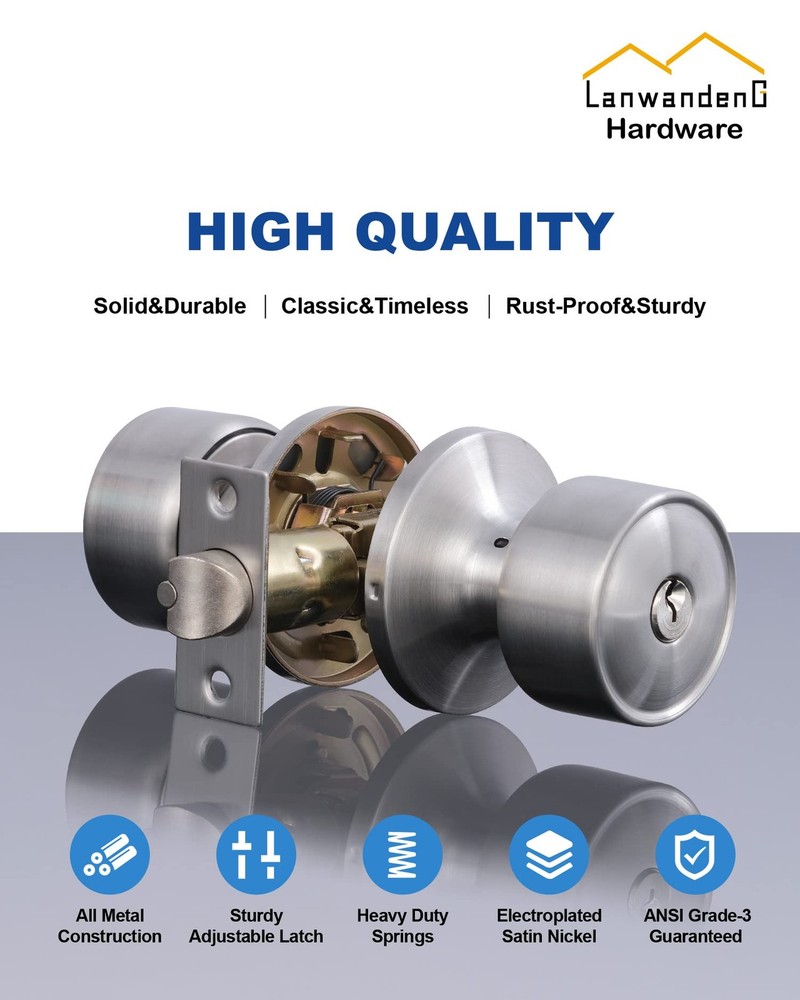 Lanwandeng 3 Sets Keyed Alike 3 Pack, Deadbolt Lockset-Keyed